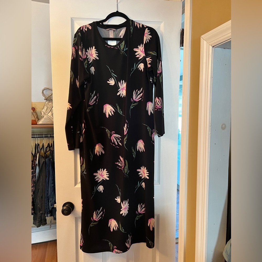 H&M Black Dress with Pink Floral Design